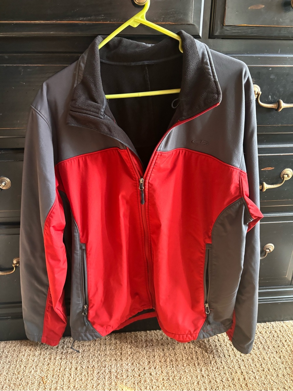 Men's Red and Gray Softshell Jacket - Full Zip